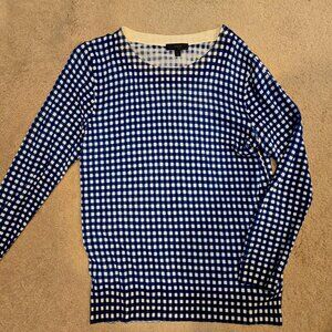 J. Crew Blue White Gingham Print Tippi Sweater M